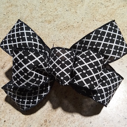 Black White Plaid Wreath Add On Bow