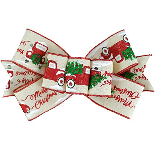 Christmas Truck Farmhouse Bow | Christmas Tree Topper Bow | Present Bow