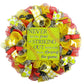 Softball Soft Ball Mesh Door Wreath; Red Yellow Black Stitching