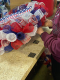 4th of July Door Wreath, God Bless America Wreaths, Patriotic Door Wreaths - Pink Door Wreaths