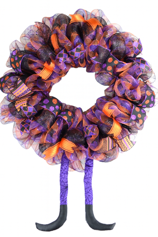 Halloween Wreath with Witch Legs