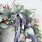Spring Elegance Front Door Wreath - Artificial Lamb's Ear, Eucalyptus, and Lavender with Draping Velvet Bows