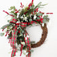 Traditional Christmas Front Door Wreath with Plaid Bow
