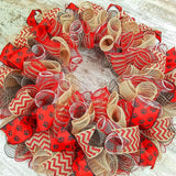Animal Lover Dog Paw Print Jute Burlap Door Wreath - Pink Door Wreaths