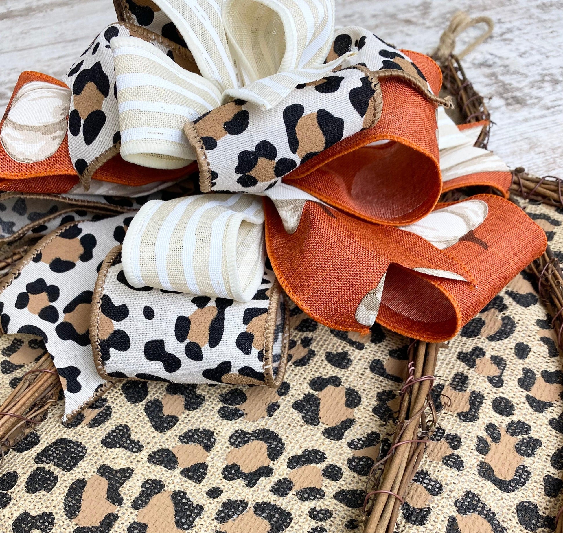 Animal Print Fall Decorations - Cheetah Pumpkin Door Hanger - Pink Door Wreaths