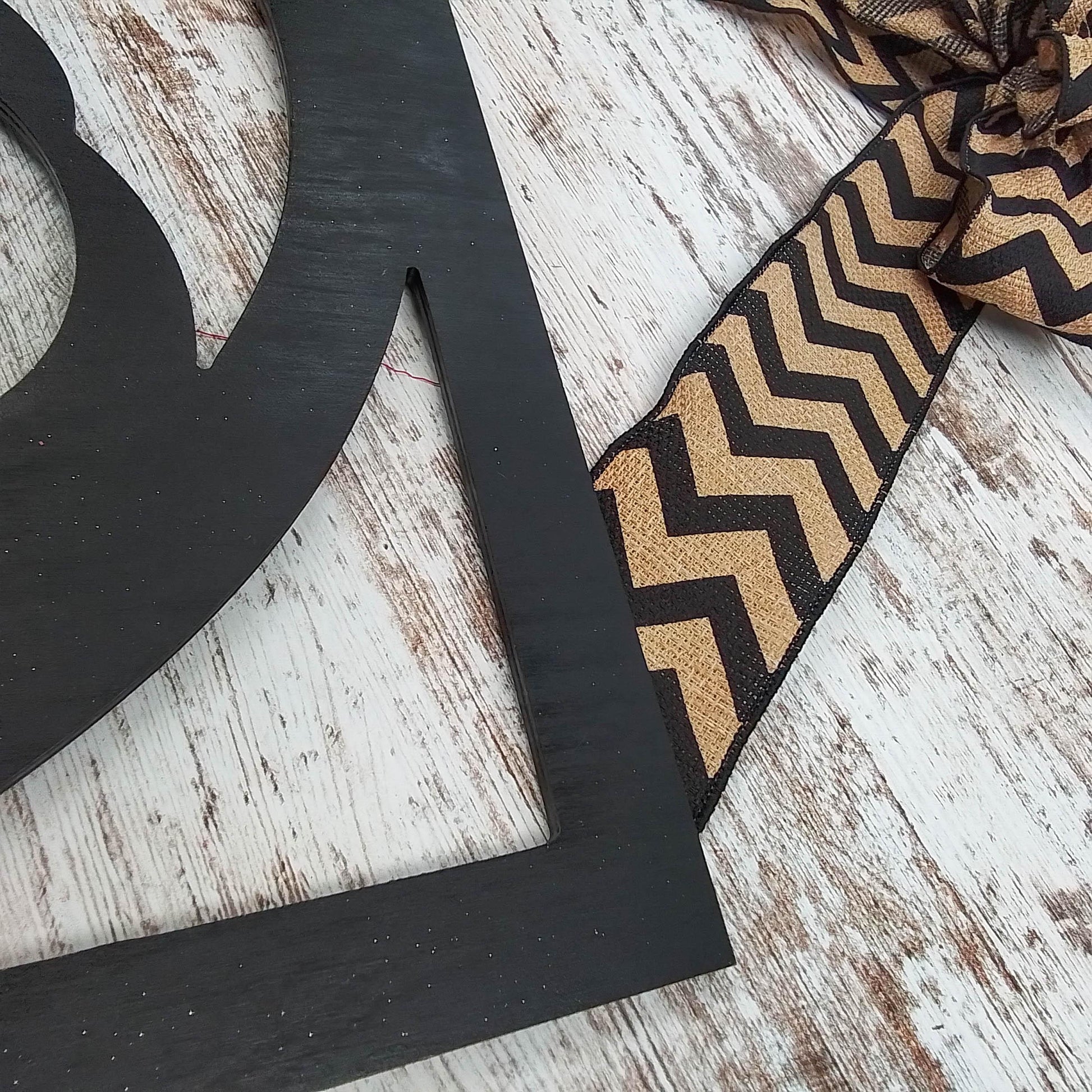 Black Burlap Initial Monogram Door Hanger - Gift for Mom - Framed Wood Wreath - Pink Door Wreaths