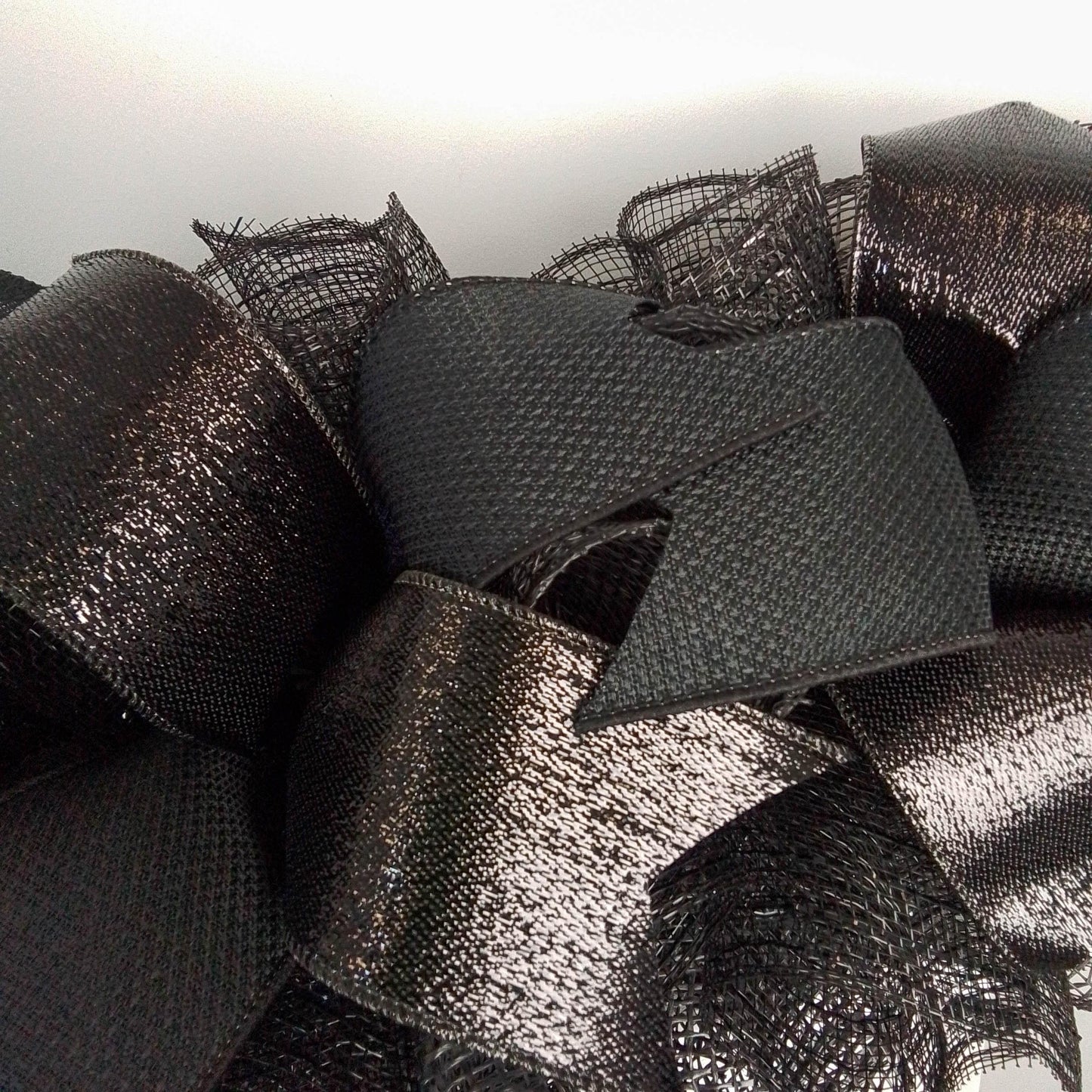 Black Gothic Deco Mesh Garland, Customizable Halloween Decoration - Pink Door Wreaths