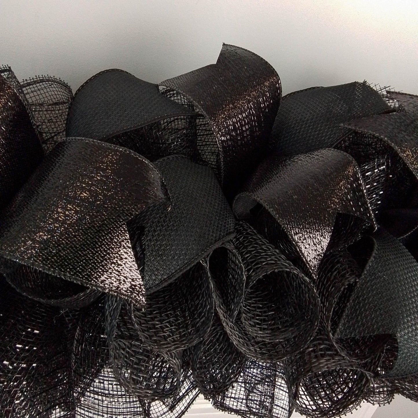 Black Gothic Deco Mesh Garland, Customizable Halloween Decoration - Pink Door Wreaths