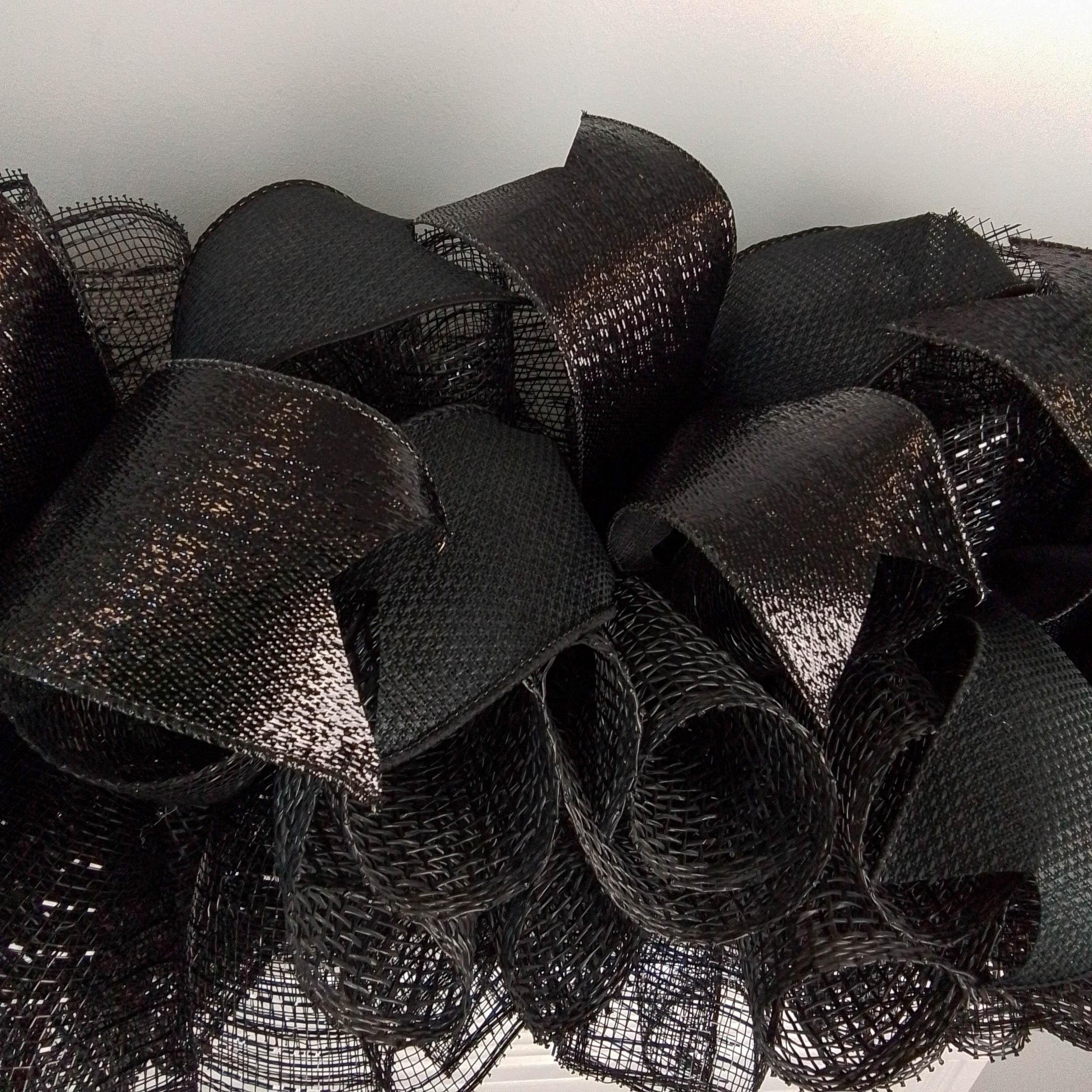 Black Gothic Deco Mesh Garland, Customizable Halloween Decoration - Pink Door Wreaths