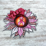 Breast Cancer Ribbon Door Hanger, Animal Print Sunflower Decor - Pink Door Wreaths