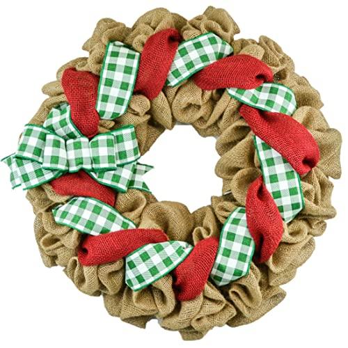 Buffalo Check Burlap Front Door Wreath - Black White Everyday Year Round Decor - Gift for Mom (Christmas, Christmas) - Pink Door Wreaths