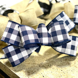 Buffalo Plaid Add On Wreath Bow - Wreath Embellishment for Already Made Wreath - Farmhouse Extra - Pink Door Wreaths