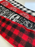 Buffalo Plaid Check Christmas Wreath | Black Red White | Comfy Cozy Are We - Pink Door Wreaths