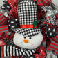 Buffalo Plaid Snowman Wreath - Winter Welcome Christmas Mesh Front Door Decor - White Red Black - Pink Door Wreaths