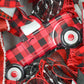 Buffalo Plaid Truck Wreath - Xmas Christmas Mesh Outdoor Front Door Wreaths - White Red Black - Pink Door Wreaths