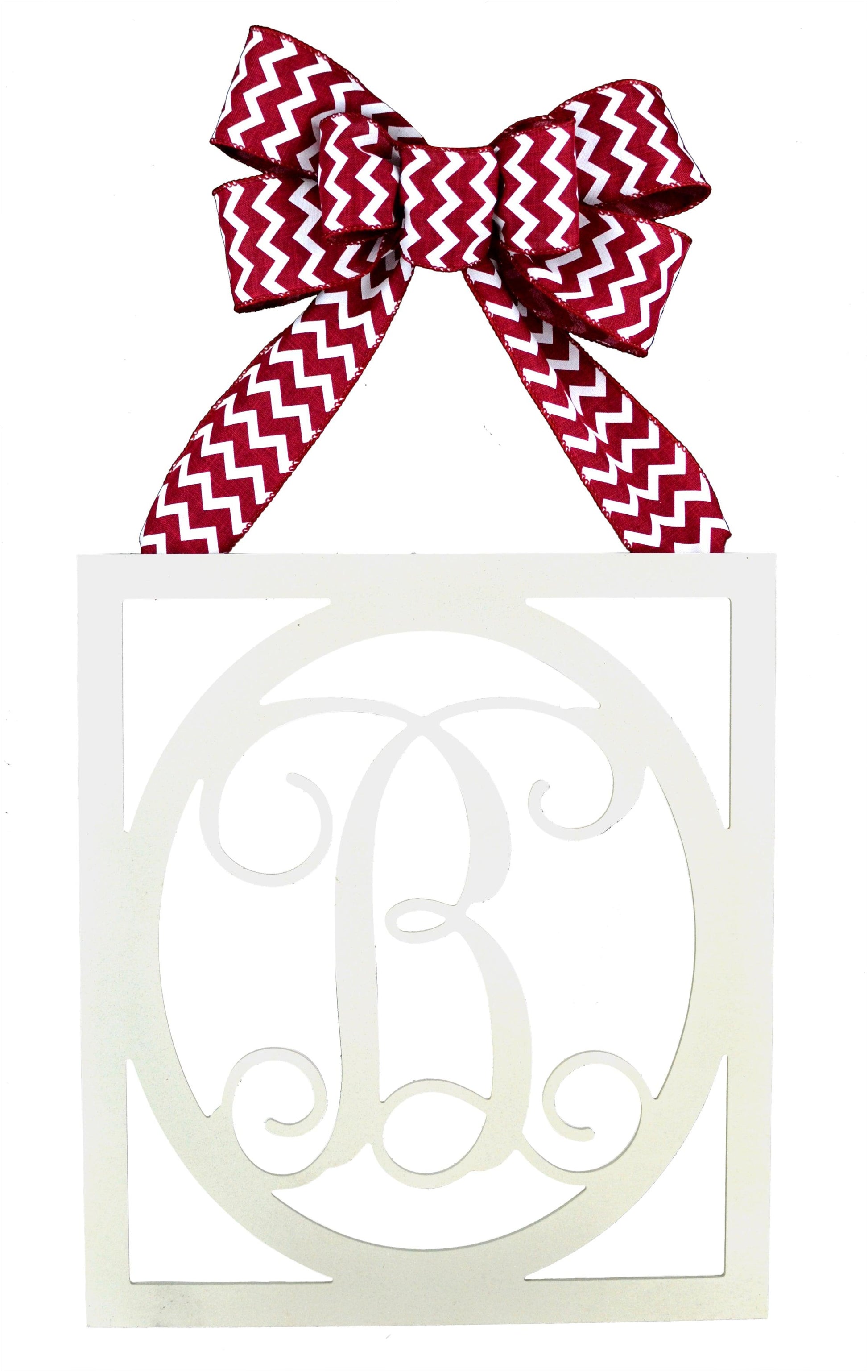 Burlap Initial Monogram Door Hanger - Gift for Mom - Framed Wood Wreath (Custom (Chevron)) - Pink Door Wreaths