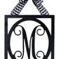 Burlap Initial Monogram Door Hanger - Gift for Mom - Framed Wood Wreath (Custom (Chevron)) - Pink Door Wreaths