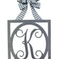 Burlap Initial Monogram Door Hanger - Gift for Mom - Framed Wood Wreath (Custom (Chevron)) - Pink Door Wreaths