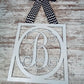 Burlap Initial Monogram Door Hanger - Gift for Mom - Framed Wood Wreath (Custom (Chevron)) - Pink Door Wreaths