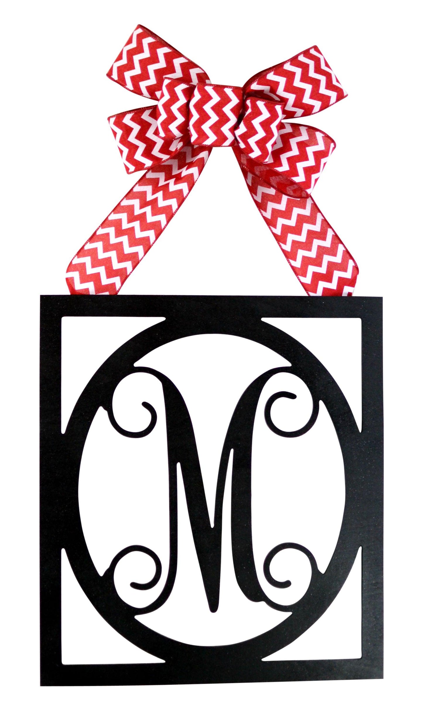 Burlap Initial Monogram Door Hanger - Gift for Mom - Framed Wood Wreath (Custom (Chevron)) - Pink Door Wreaths