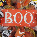 Candy Corn Halloween Door Wreaths | Boo Orange Black Yellow White Mesh Wreath - Pink Door Wreaths