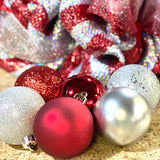 Christmas Mesh Door Wreath | Silver Red - Pink Door Wreaths