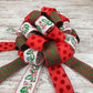 Christmas Tree Topper Bow, Red, Green and White Decor | Holiday Tree Bow with Streamers - Pink Door Wreaths