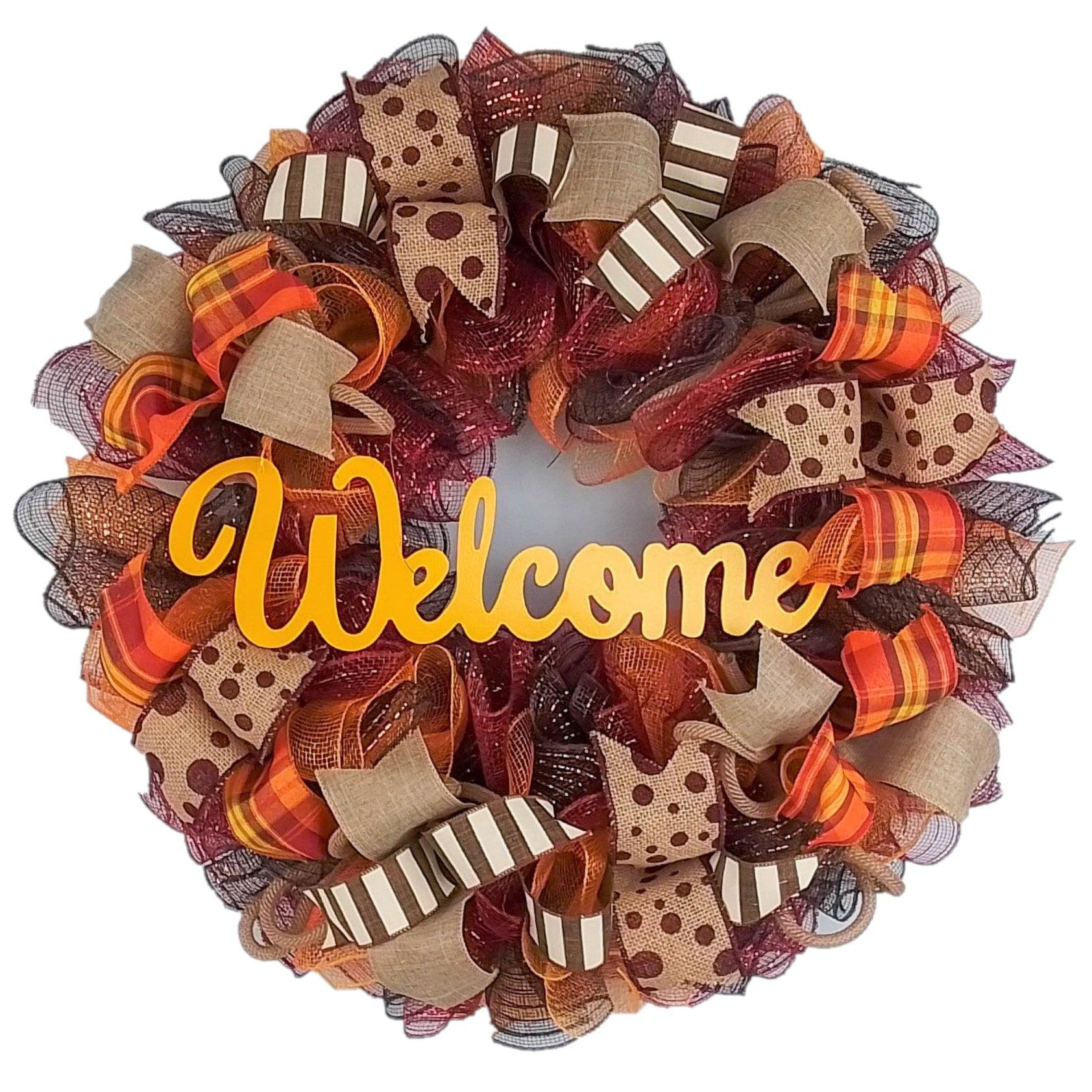 Dark Yellow Fall Wreath, Thanksgiving Front Door Wreaths : F2 - Pink Door Wreaths