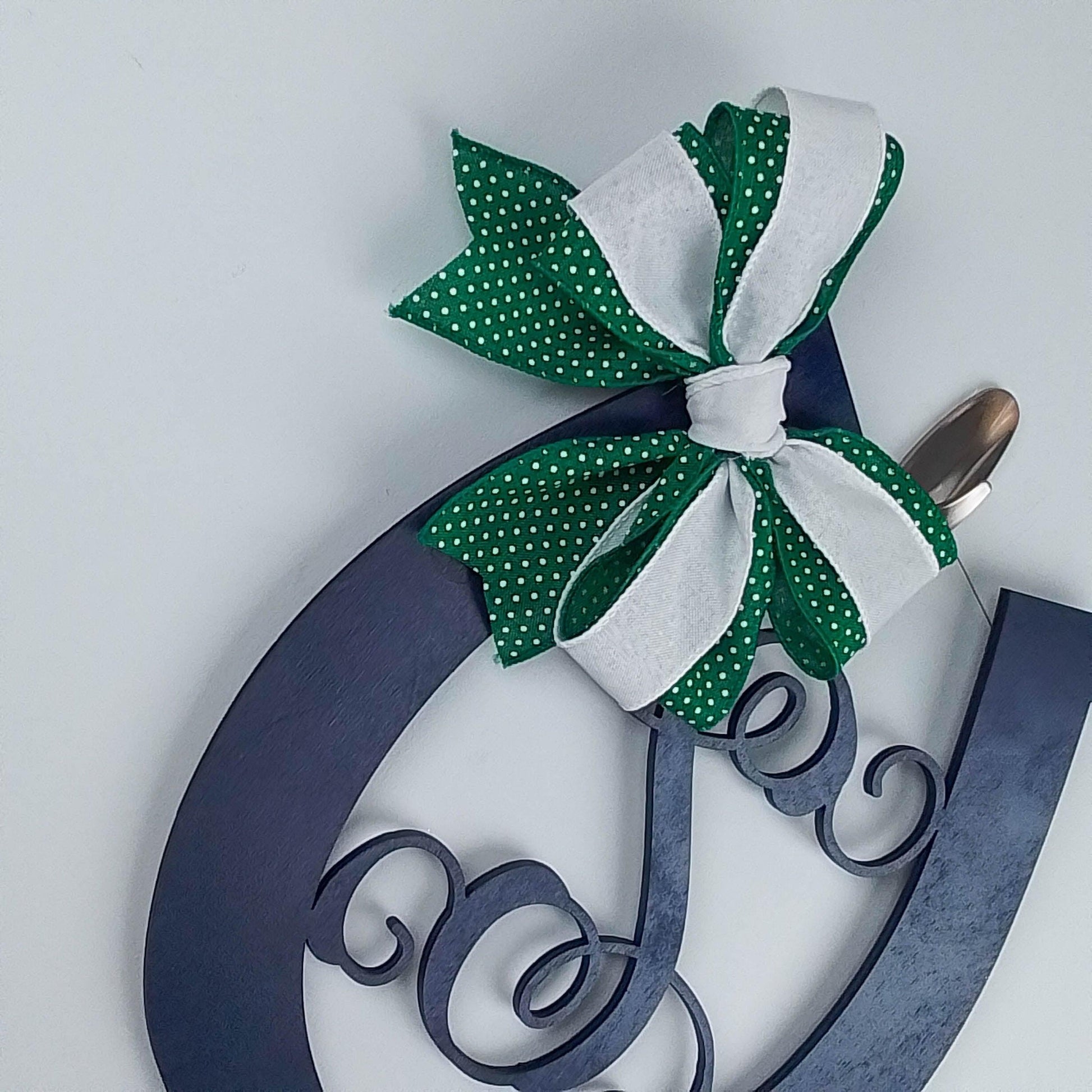 Derby Party Decor | Wooden Horseshoe Monogram Door Hanger | Navy Blue Emerald Green - Pink Door Wreaths