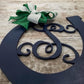 Derby Party Decor | Wooden Horseshoe Monogram Door Hanger | Navy Blue Emerald Green - Pink Door Wreaths