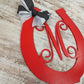 Derby Party Decor | Wooden Horseshoe Monogram Door Hanger | Navy Blue Emerald Green