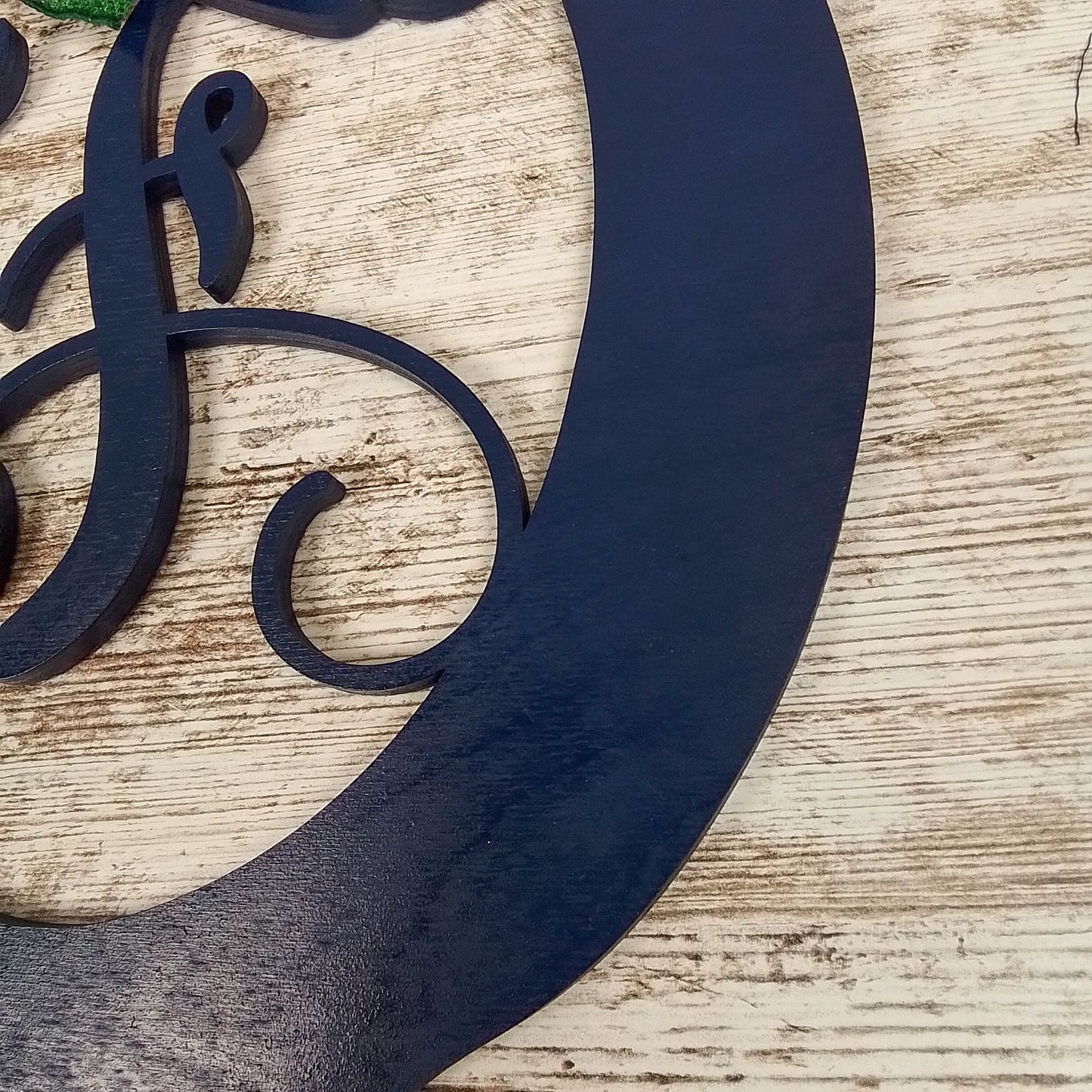 Derby Party Decor | Wooden Horseshoe Monogram Door Hanger | Navy Blue Emerald Green