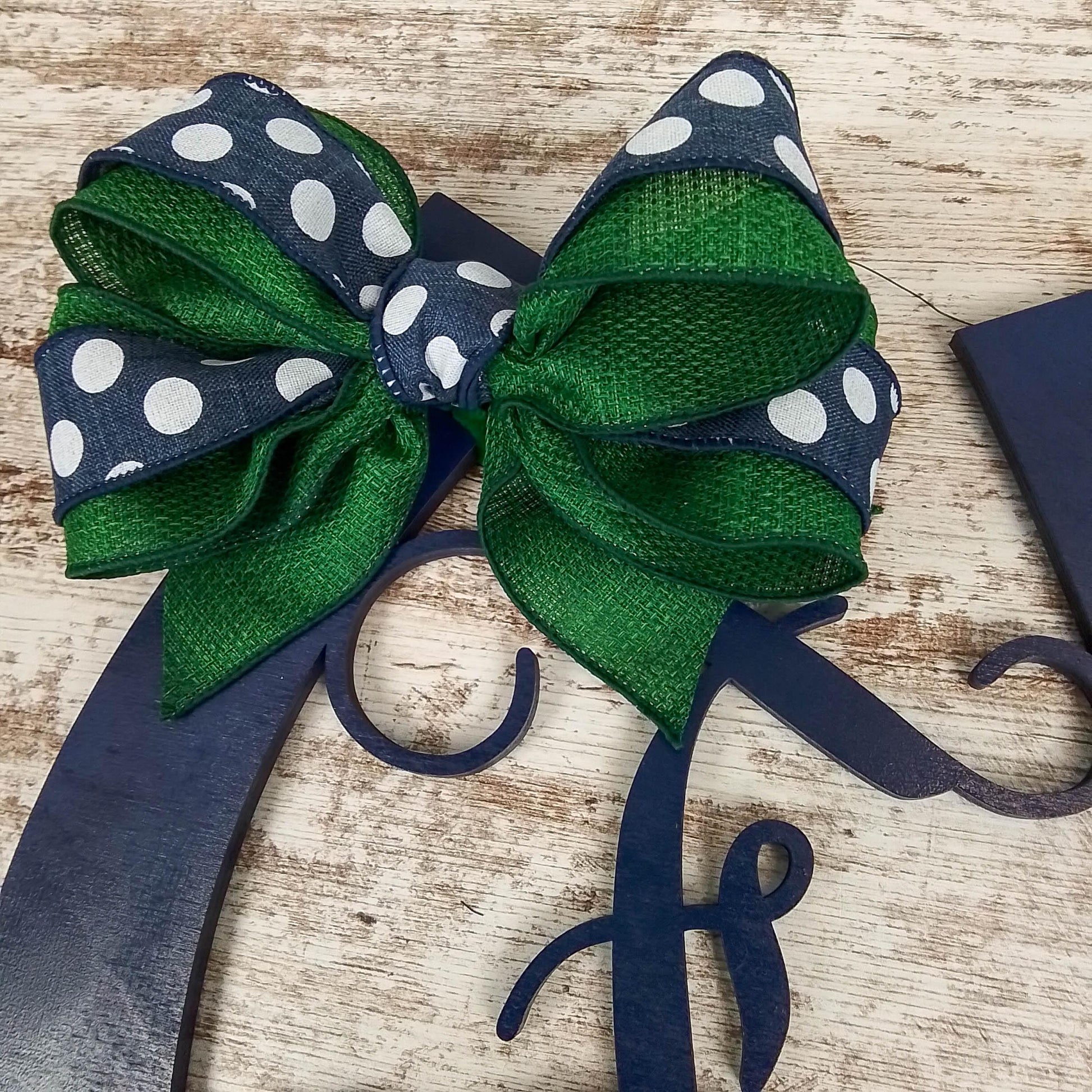 Derby Party Decor | Wooden Horseshoe Monogram Door Hanger | Navy Blue Emerald Green - Pink Door Wreaths