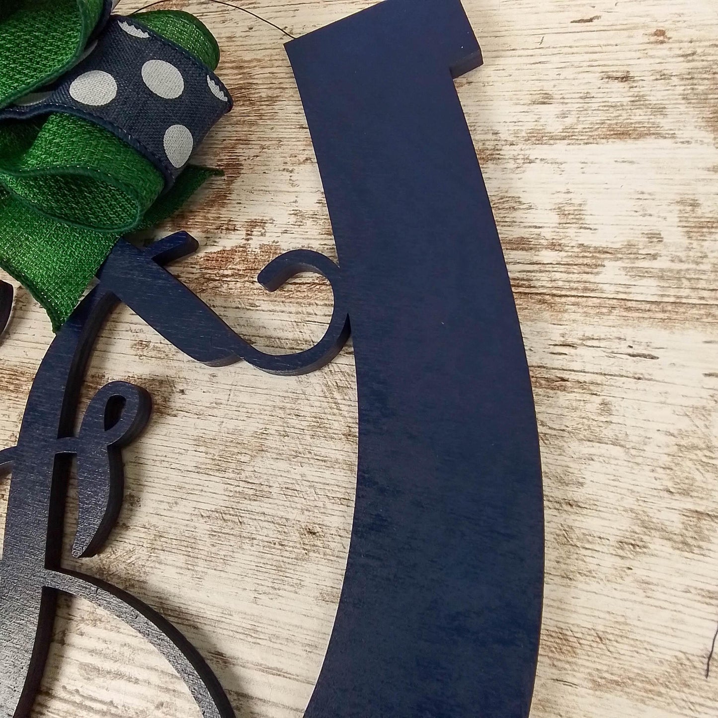 Derby Party Decor | Wooden Horseshoe Monogram Door Hanger | Navy Blue Emerald Green - Pink Door Wreaths