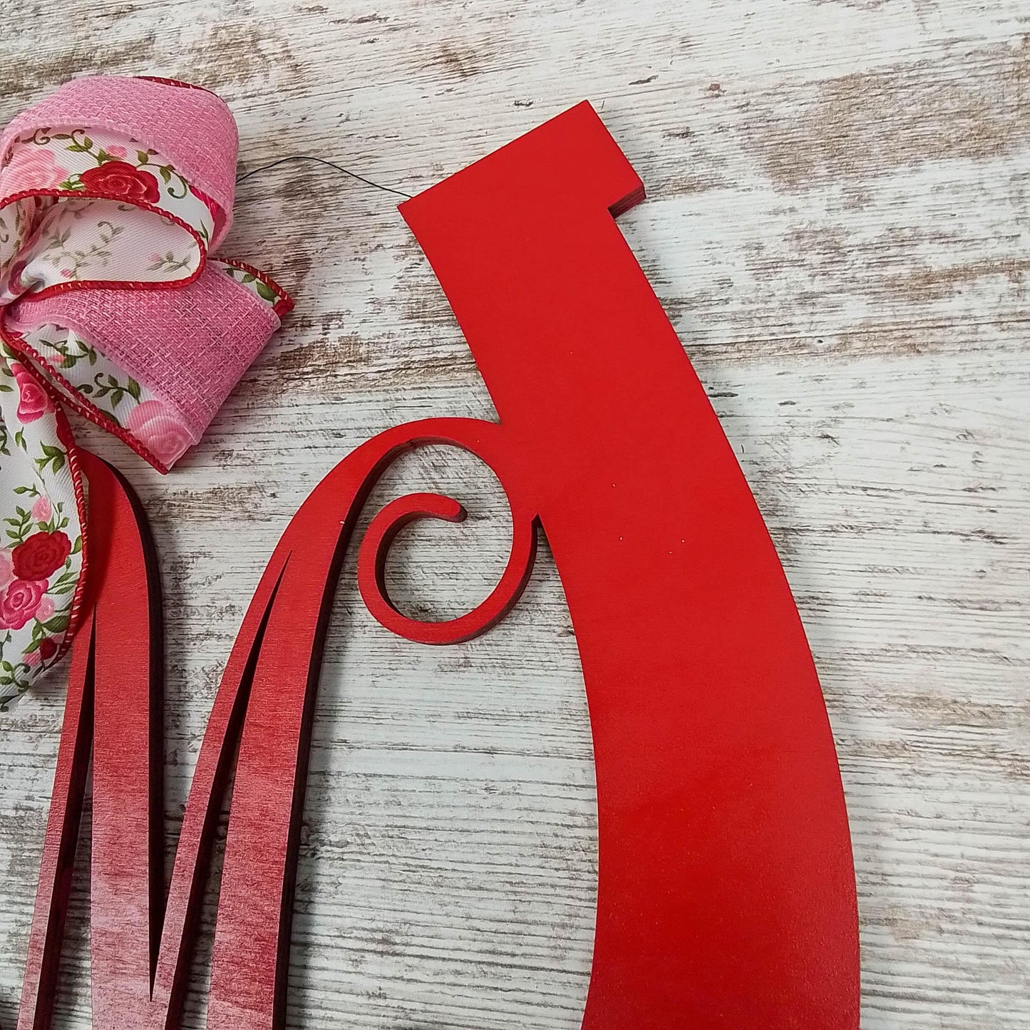 Derby Party Decor | Wooden Horseshoe Monogram Door Hanger | Red Pink White Roses - Pink Door Wreaths