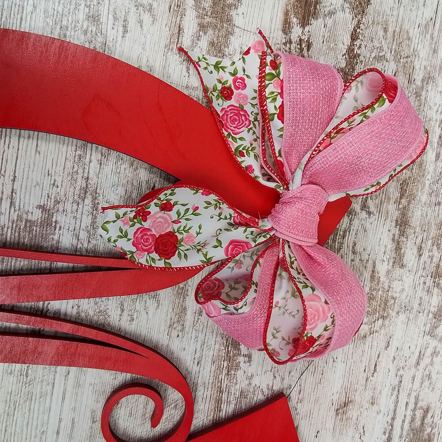 Derby Party Decor | Wooden Horseshoe Monogram Door Hanger | Red Pink White Roses - Pink Door Wreaths