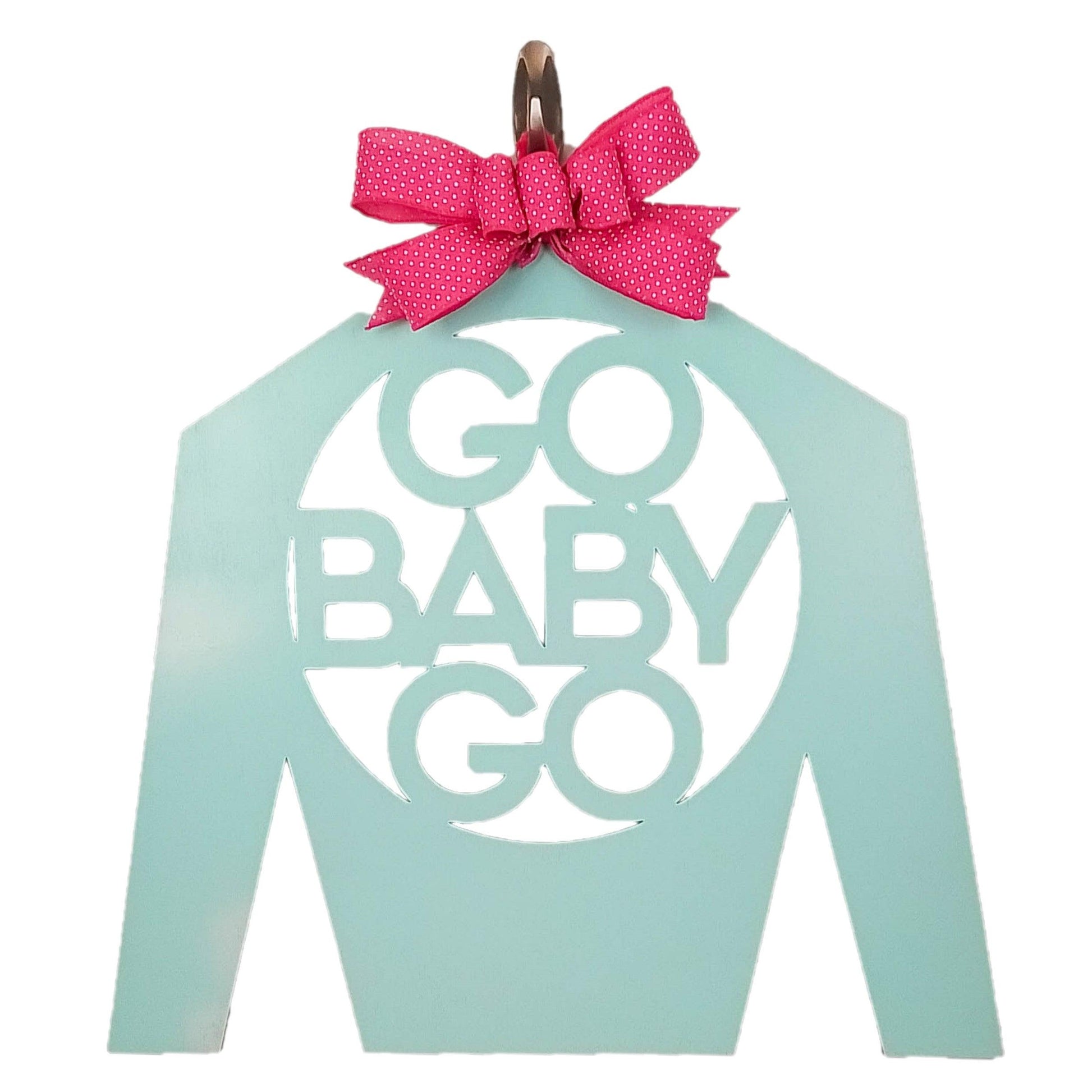 Derby Silk Door Hanger, Go Baby Go Jockey Silk, Customize your Colors - Pink Door Wreaths