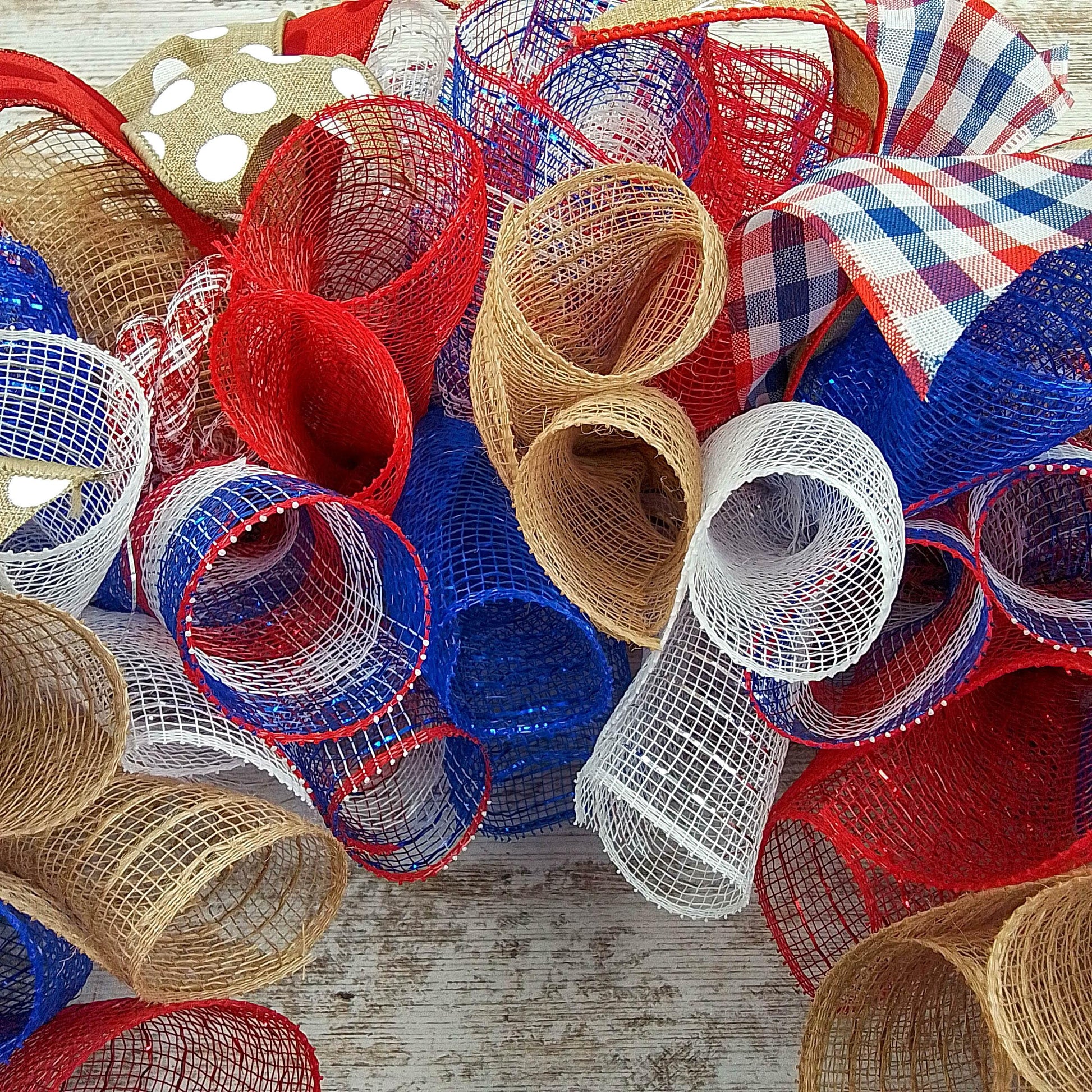 Door Wreaths for Fourth of July, Americana Mesh Door Wreath - Pink Door Wreaths