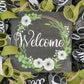 Everyday Welcome Wreath - Floral Spring Door Wreaths - Moss Green White Black - Pink Door Wreaths