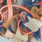 Everyday Wreath | Monogram Wreath | Year Round Wreath | Coral Navy Blue Jute Burlap - Pink Door Wreaths