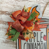 Fall Getting Lit Candle Hanger - Falling Leaves Pumpkin Spice Bow Door Decor; Rust Orange Moss Green - Pink Door Wreaths