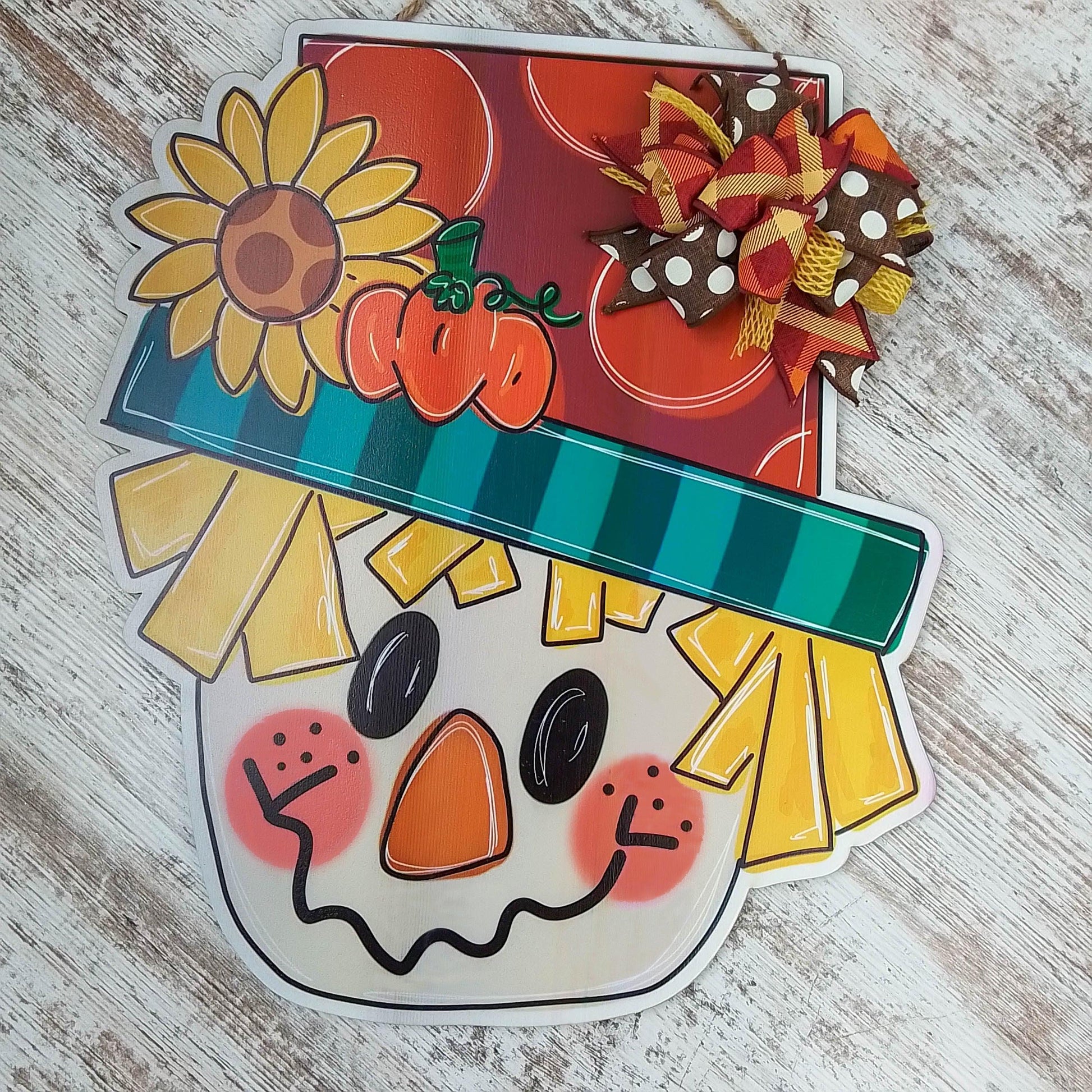Fall Scarecrow Door Hanger - Pink Door Wreaths