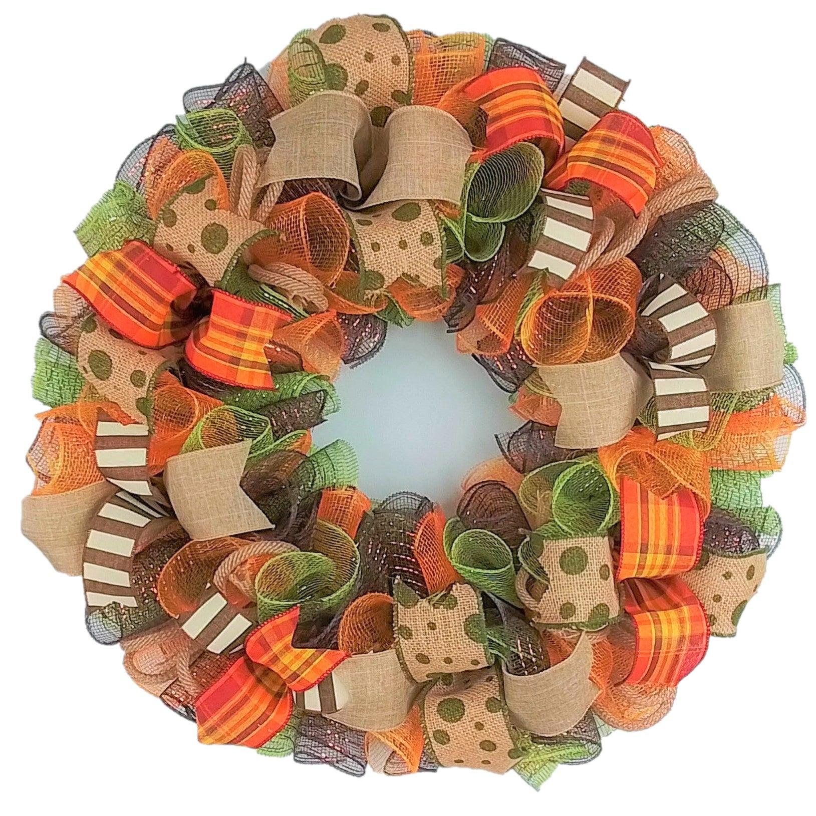 Fall Wreath Ideas | Thanksgiving Wreath Ideas | Fall Mesh Wreath : F1 - Pink Door Wreaths