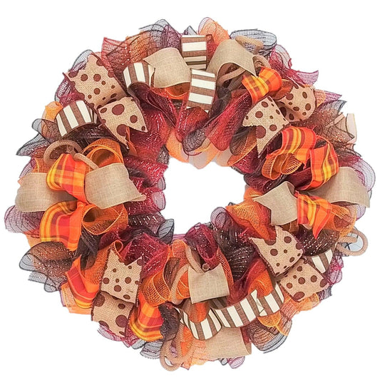 Fall Wreaths | Maroon Orange Thanksgiving Wreath : F2 - Pink Door Wreaths