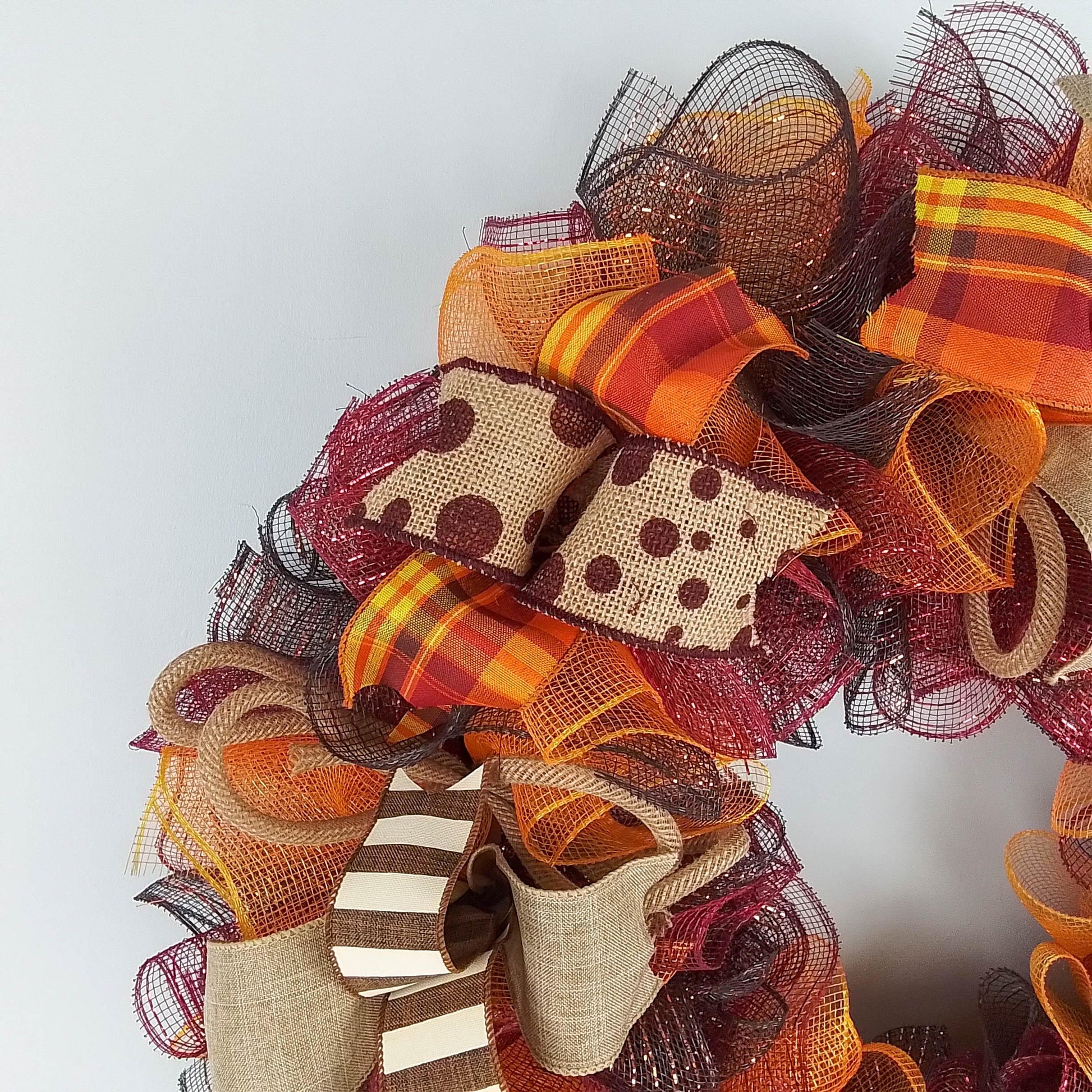 Fall Wreaths | Maroon Orange Thanksgiving Wreath : F2 - Pink Door Wreaths