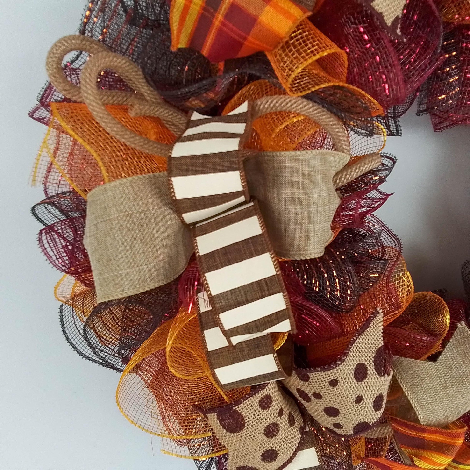 Fall Wreaths | Maroon Orange Thanksgiving Wreath : F2 - Pink Door Wreaths