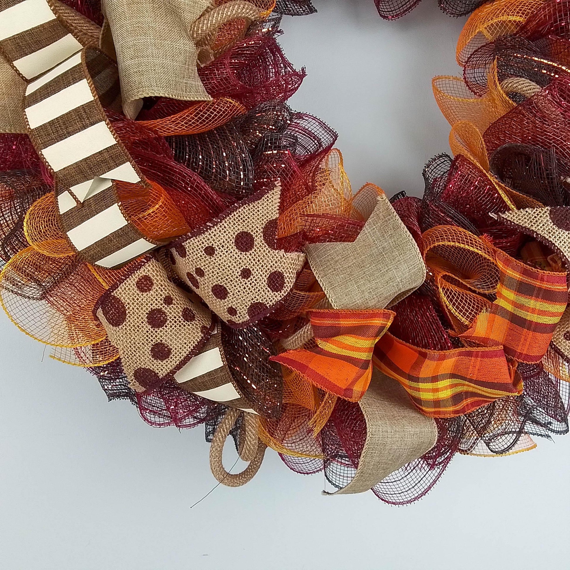 Fall Wreaths | Maroon Orange Thanksgiving Wreath : F2 - Pink Door Wreaths