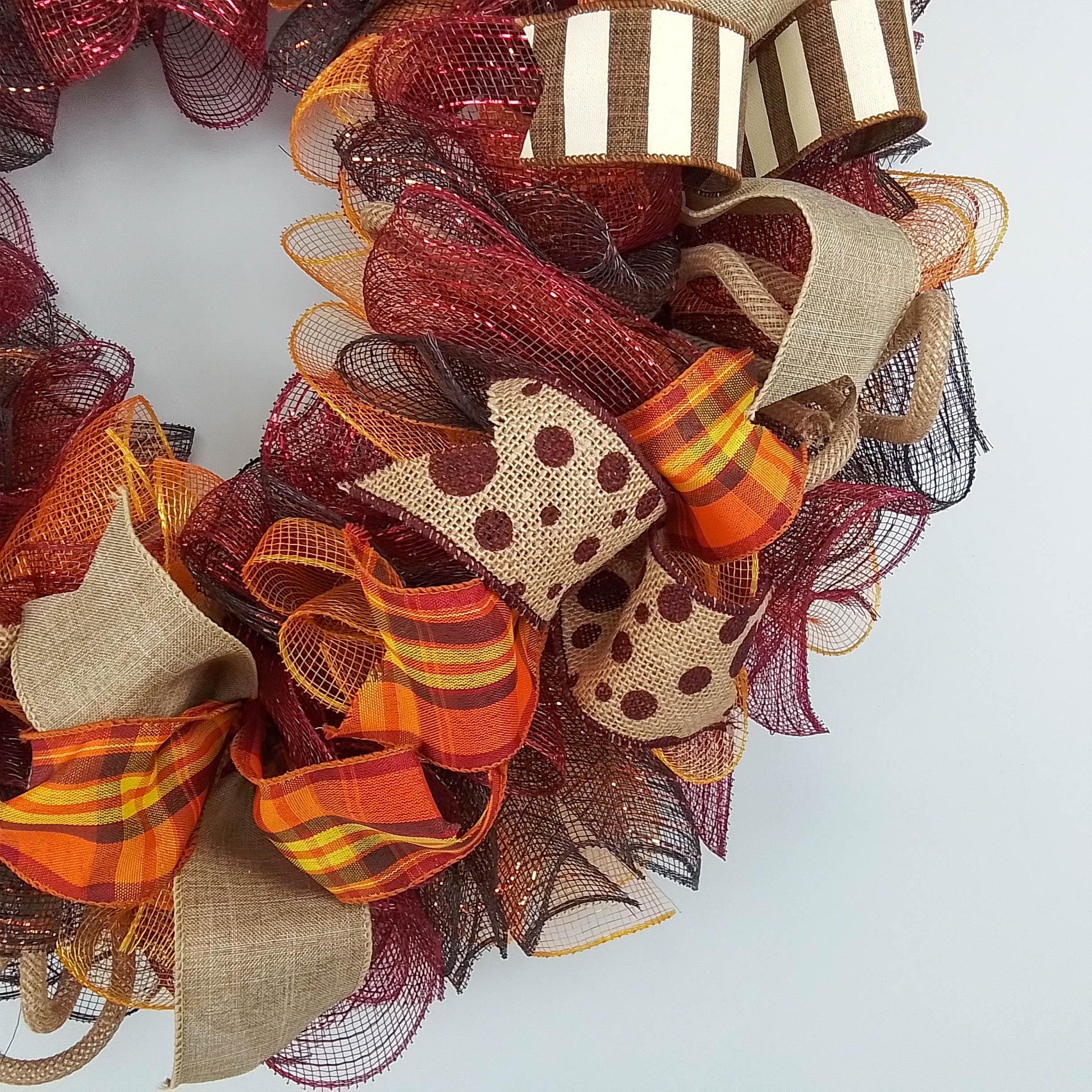 Fall Wreaths | Maroon Orange Thanksgiving Wreath : F2 - Pink Door Wreaths
