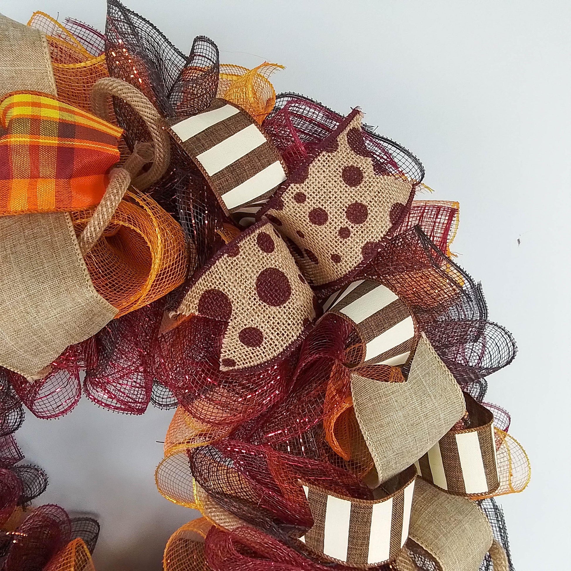 Fall Wreaths | Maroon Orange Thanksgiving Wreath : F2 - Pink Door Wreaths