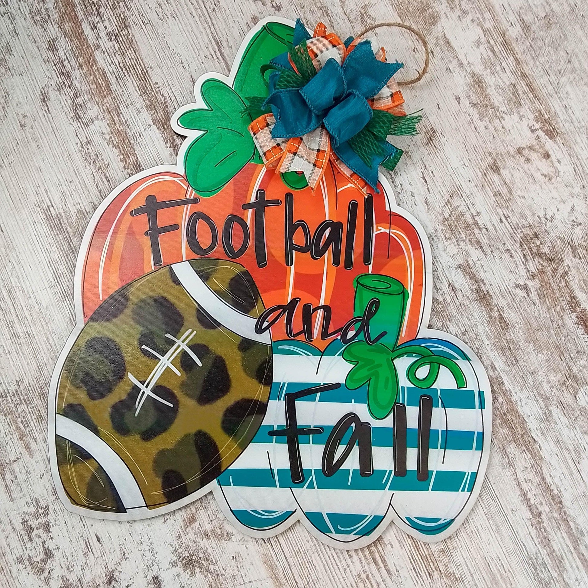 Football and Fall Door Hanger, Football Door Wreaths - Pink Door Wreaths